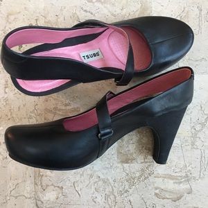 Tsubo Black Leather  Pump Mary Jane High Heel